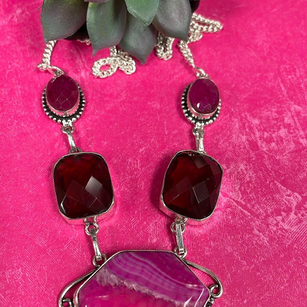 Garnet & Ruby & Agate Necklace - image 5